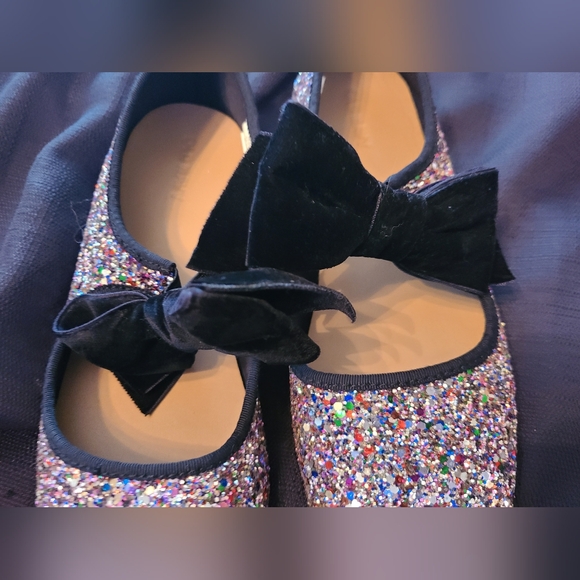Old Navy Girl's Glitter Bow Ballet Flats Sz 5 - Picture 3 of 6